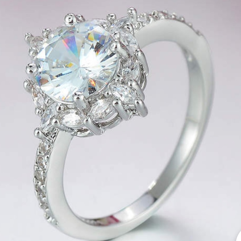 Luxury Flower 3ct AAA CZ Zircon Ring 925 - Picture 5 of 7